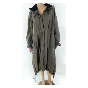 OSKA Wool Lined Oversized Khaki Olive Green Hooded Winter Coat Jacket